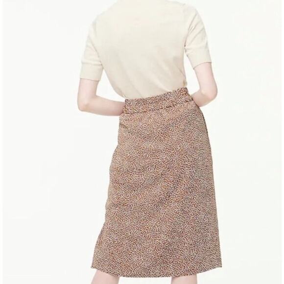 J. Crew Spotted Animal Print Midi Skirt Women’s Large Brown Cream Western Career - Picture 3 of 10